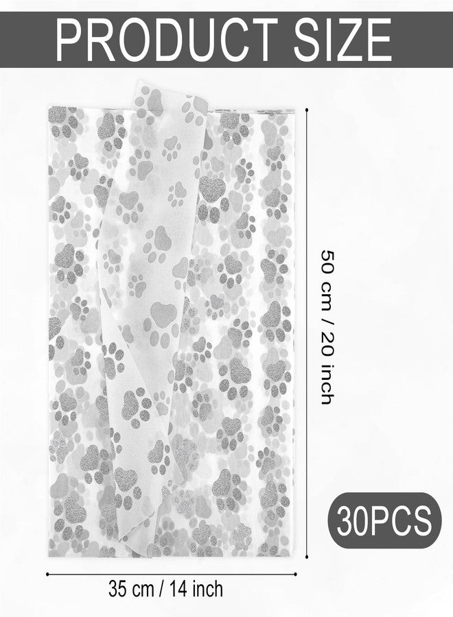 XIHIRCD 30pcs Dog Paw Tissue Paper, 20x14in Cute Paw Print Tissue Paper Puppy Paws Tissue Paper Sheets Gift Wrapping Tissue Paper for Gift Packaging Wedding Birthday Party Supplies(Silver - Image 2