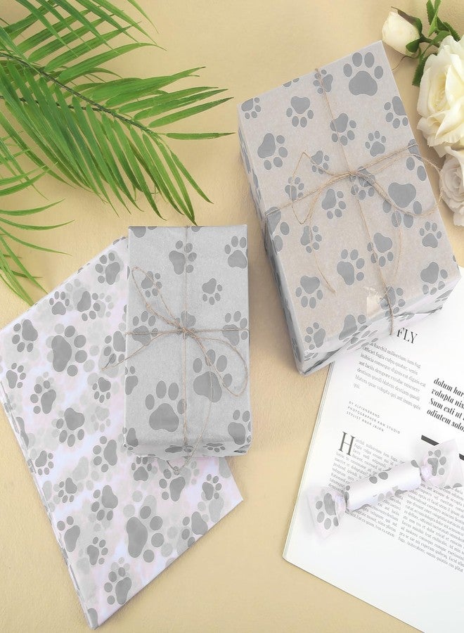 XIHIRCD 30pcs Dog Paw Tissue Paper, 20x14in Cute Paw Print Tissue Paper Puppy Paws Tissue Paper Sheets Gift Wrapping Tissue Paper for Gift Packaging Wedding Birthday Party Supplies(Silver - Image 3