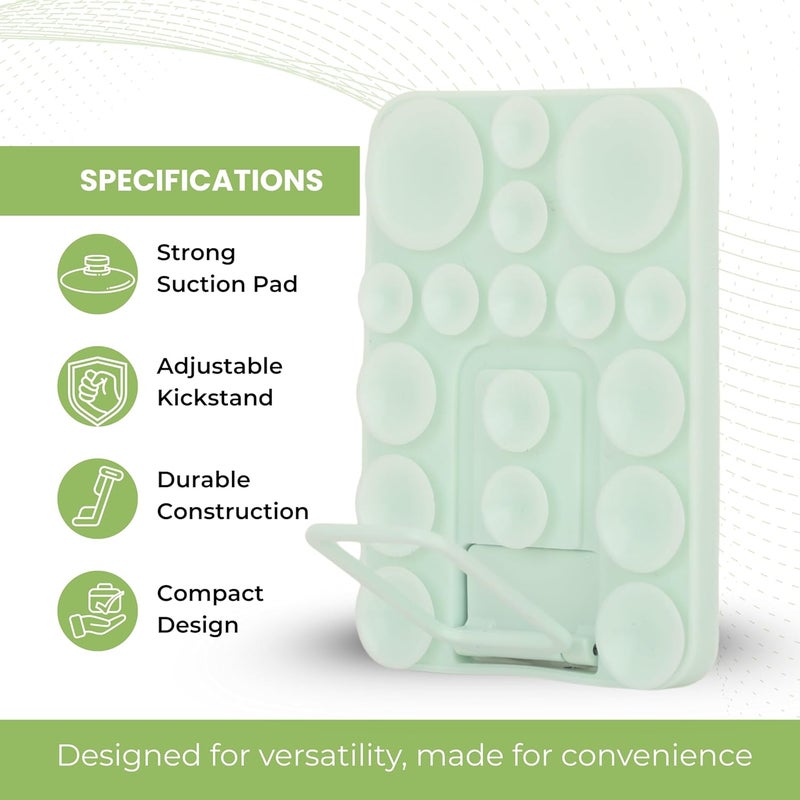 ClickCase 2 in 1 Sticky Silicone Phone Grip with New Upgraded Bigger Suction Cup & Kickstand Mount for Any Mobile Phone,Multiple Mounting Options for Selfies,Reels & Video Recording (Pastel Green) - Image 2