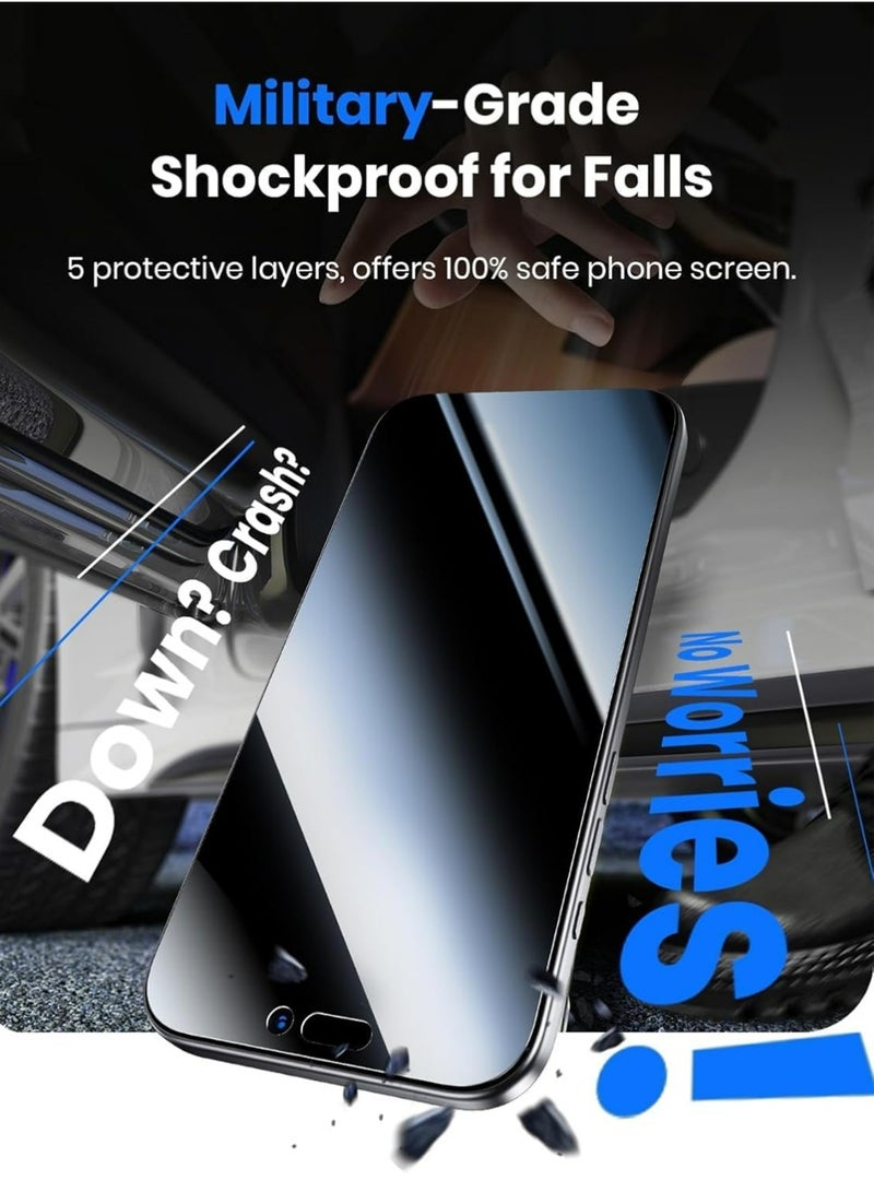 إكس ليفيل حماية شاشة الخصوصية 360 لـ iPhone 17 Pro Max 2025 ، حزمة 2 ، حماية 360 درجة في 4 اتجاهات ، زجاج مضاد للجسوس ، Face ID متوافق مع iPhone 17 Pro Max - Image 5