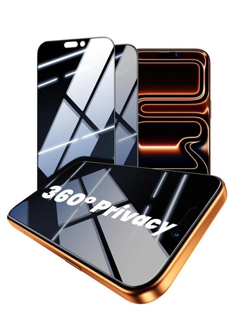 إكس ليفيل حماية شاشة الخصوصية 360 لـ iPhone 17 Pro Max 2025 ، حزمة 2 ، حماية 360 درجة في 4 اتجاهات ، زجاج مضاد للجسوس ، Face ID متوافق مع iPhone 17 Pro Max - Image 1