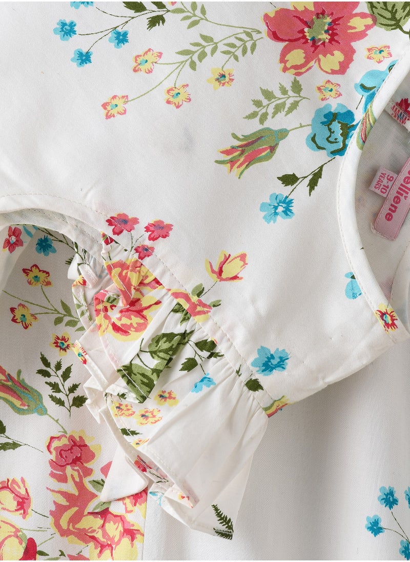 Jelliene Tween Trendsetter: Floral Dream Dress Breezy Comfort & Effortless Style  - Image 4