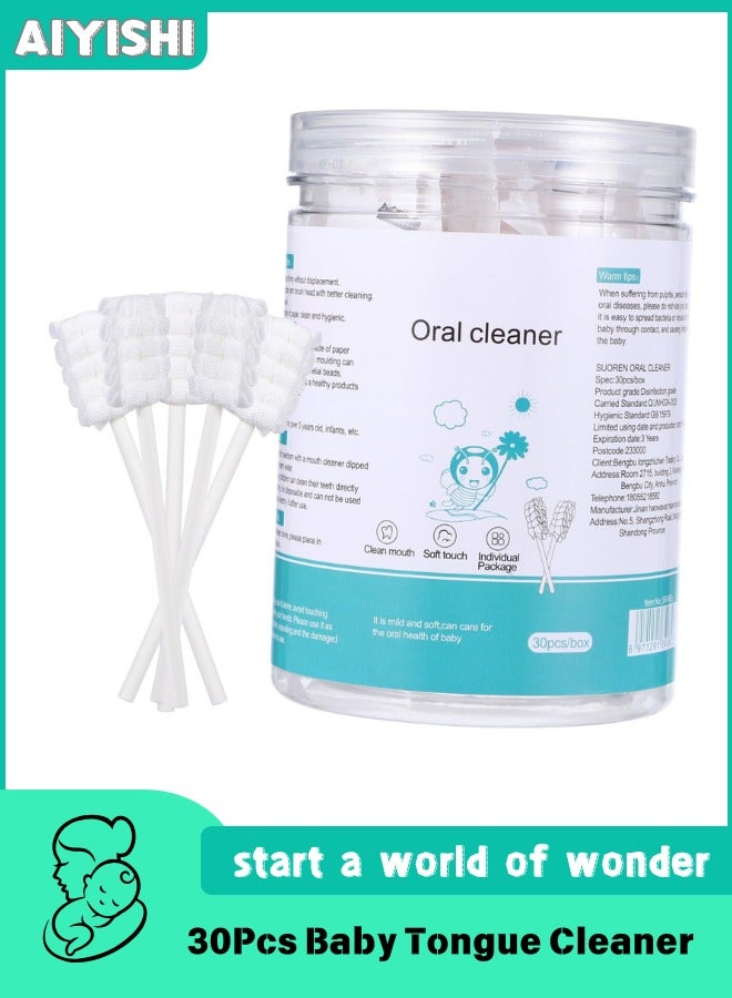AIYISHI 30Pcs Baby Tongue Cleaner Baby Toothbrush Newborn Oral Cleaning Sticks Disposable Tongue Cleaner for 0-3 years Babies and Toddlers - Image 1