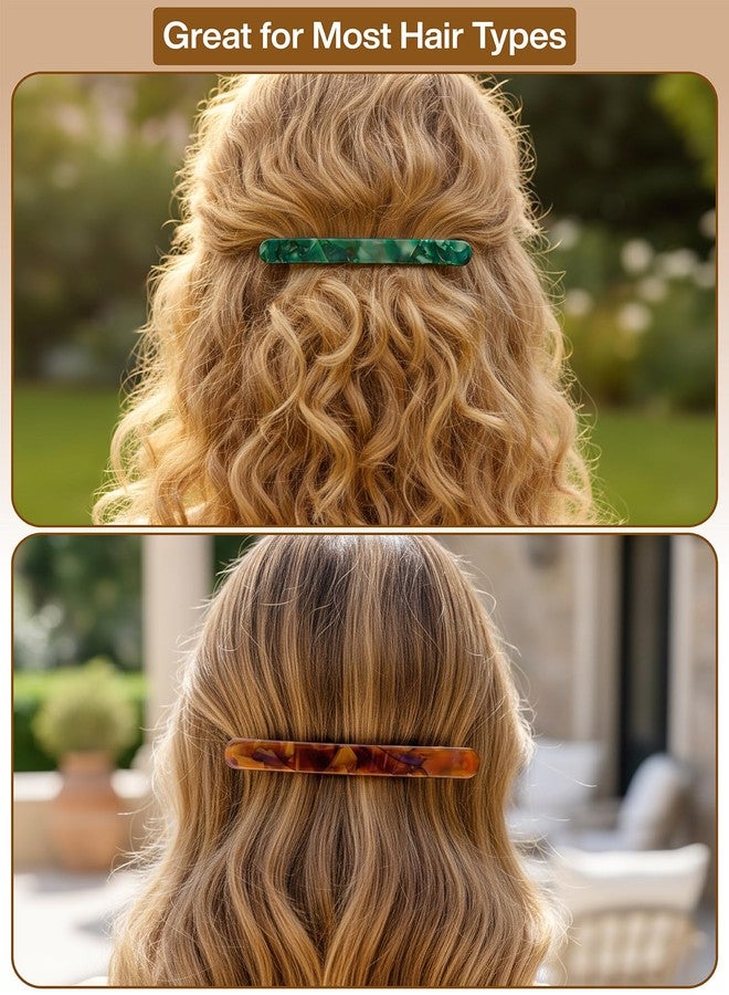 HYFEEL 4 Inch Large Hair Barrettes for Women - Strong Hold French Clips for Thick/Thin Hair, Tortoiseshell Acetate Accessories for Ponytail, Half-Up Hairstyles - 3 Pack (Brown, Green, Grey Black) - Image 4