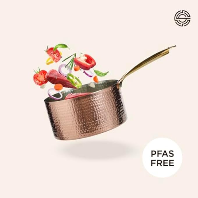 Bandai Copper Studio Signature 8 Coppersaute Pan HandHammered Copper NonReactive Tin Lining Riveted CastBronze Handle Electric Stovetop Safe Oven Safe PfasFree Broiler Safe To 425F - Image 4