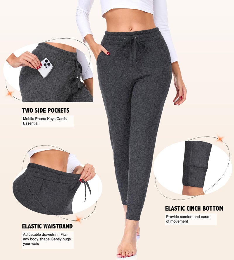 FULLSOFT Thick Fleece Lined Sweatpants for Women-Thermal Warm Athletic Joggers with Pockets Lounge Pants for Running Winter(Ebony,Large) - Image 4