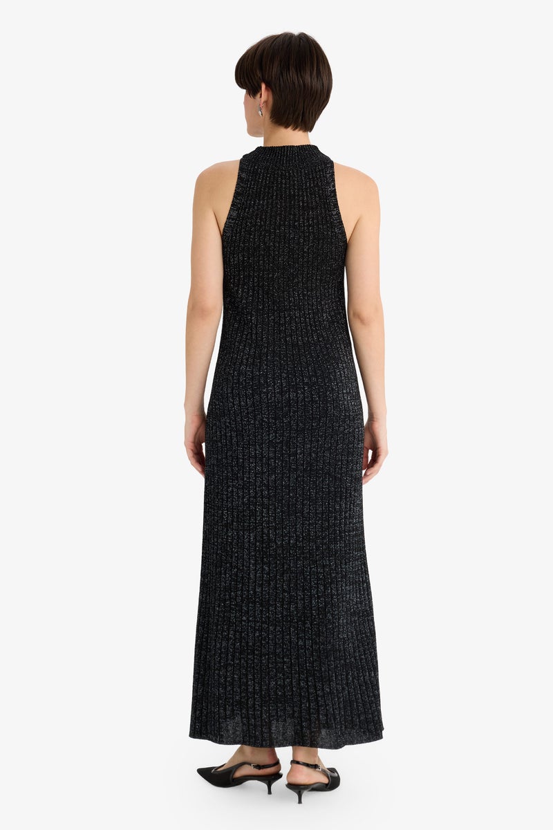 DeFacto Black Woman Mock Neck A-Line Dress Sleeveless Dress Casual - Image 5