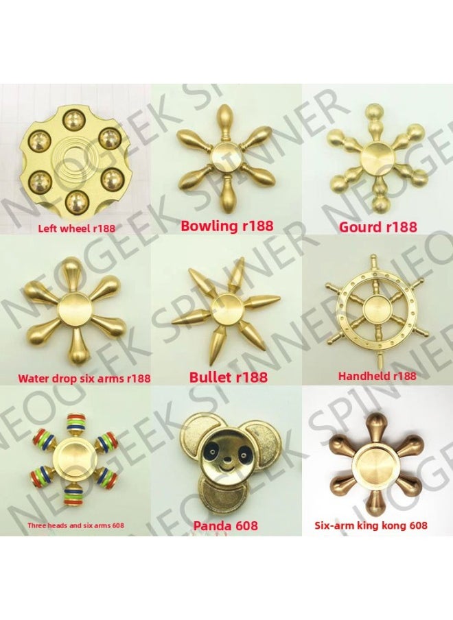 Generic - Direct EDC Decompression Finger Gyro Pure Copper Series Helm Three-headed Six-armed Diamond Gyro-Color:Six-Arm King Kong 608 - Image 1