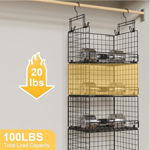 VyGrow 5 Tier Hanging Closet Organizer with Adjustable Dividers, Heavy-Duty Storage Shelves for Clothing, Kitchen, Laundry Room, Extra Large Baskets, 15.7" W x 11.8" D x 51" H, Black - Image 5