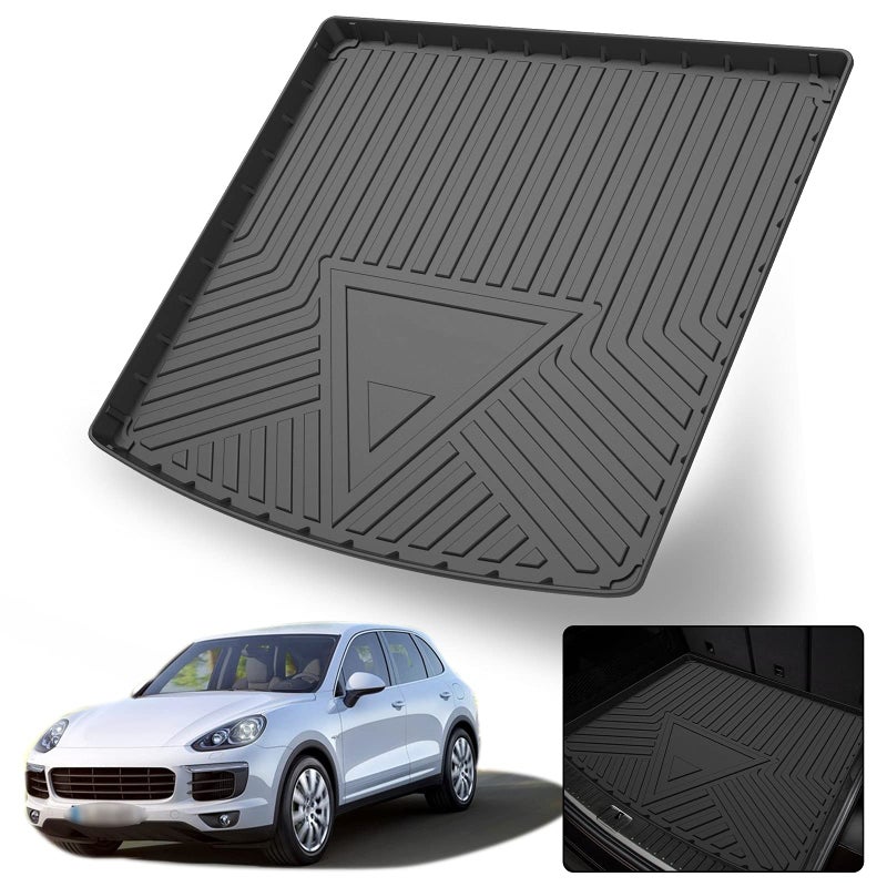 Elsetyler Cargo Liner for 2019 2020 2021 2022 2023 2024 2025 Cayenne Black TPE All Weather Heavy Duty Waterproof Rear Cargo Tray Trunk Floor Mat Protector Compatible with 20192025 Porsche Cayenne