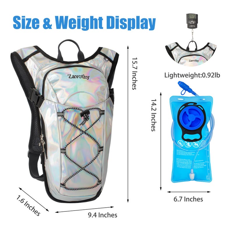 Zavothy Rave Hydration Backpack Lightweight Water Backpack for Cycling Running Hydration Pack Hiking Backpack with 2L Water Bladder White - Image 2