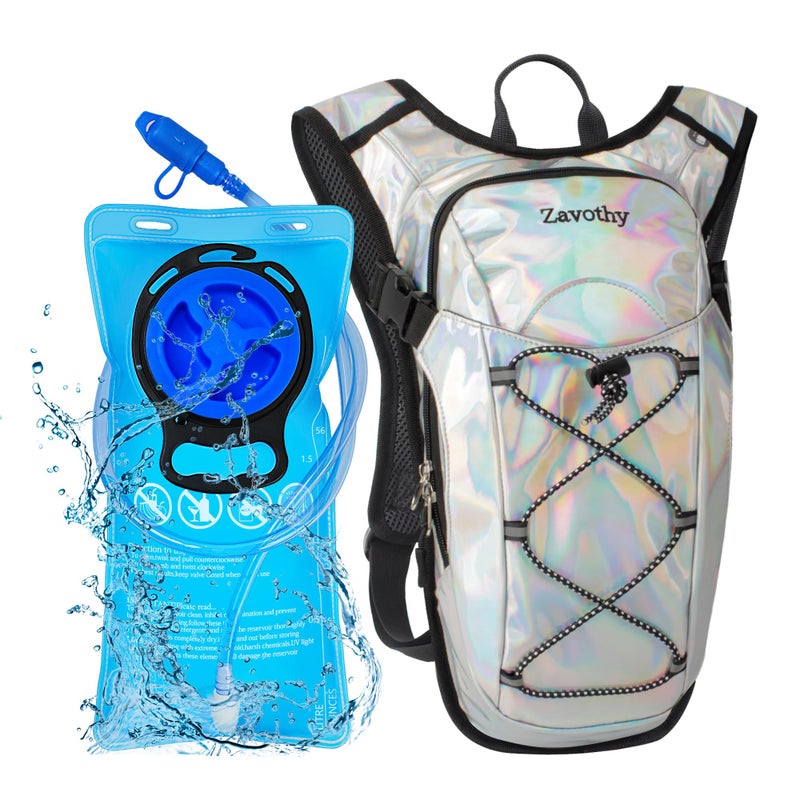 Zavothy Rave Hydration Backpack Lightweight Water Backpack for Cycling Running Hydration Pack Hiking Backpack with 2L Water Bladder White - Image 1