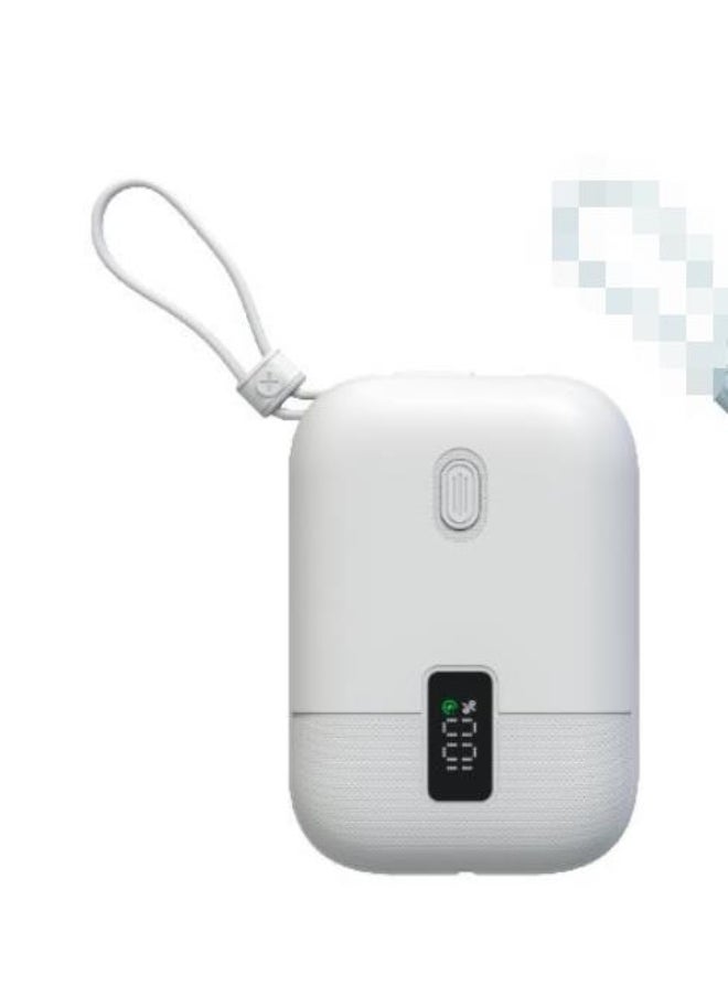 Miniso MINISO 9000mAh Mini Power Bank with Cable (White) Model: F76-B – Compact and Reliable Portable Charger 