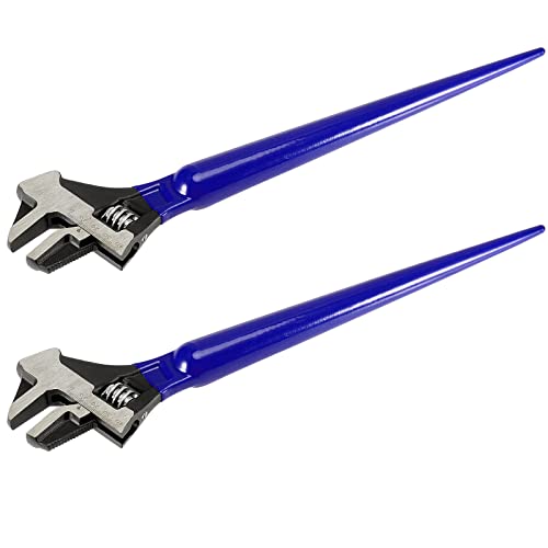 PINGEUI 2 PCS 16 Inches Spud Wrenchs, Heavy Duty Forged Adjustable Spud Wrench, Metric Scale Marked Construction with Hammer Head and Pipe Wrench Function - Image 1
