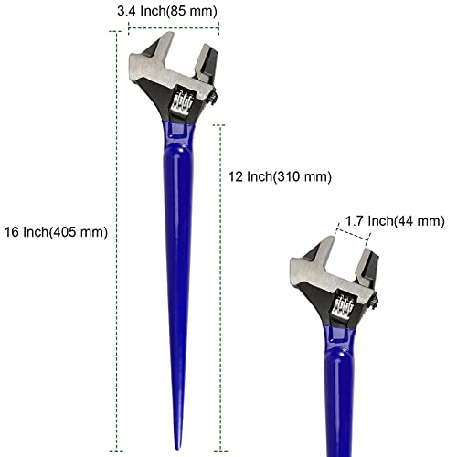 PINGEUI 2 PCS 16 Inches Spud Wrenchs, Heavy Duty Forged Adjustable Spud Wrench, Metric Scale Marked Construction with Hammer Head and Pipe Wrench Function - Image 2