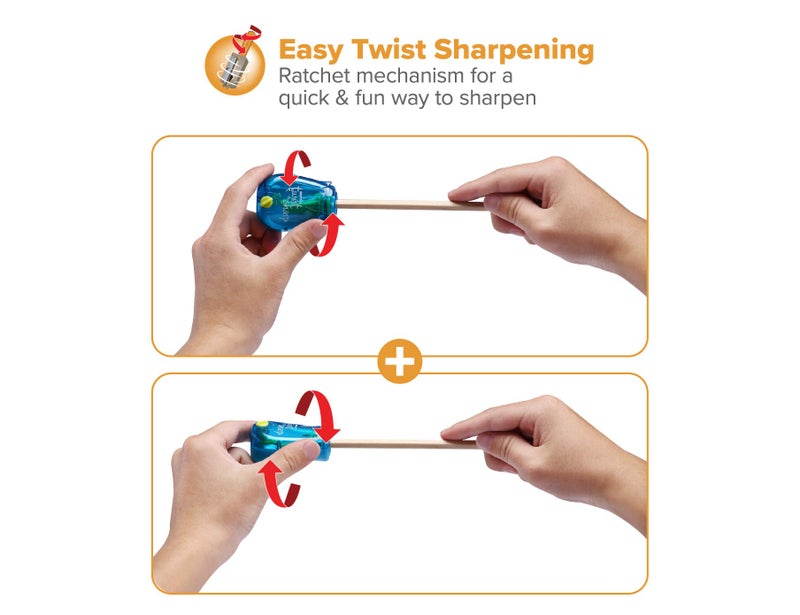 Bostitch Office Twist-N-Sharp Manual Pencil Sharpener, 3-Pack with 12 Colored Pencils for Kids Activities or Adult Coloring - Image 4
