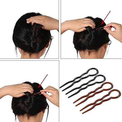 Bememo 20 Pcs Grip Hair Pins for Thick Hair U Shaped Pin French Simple Fast Spiral Braid Twist Styling Clip Pin for Lady Women, Wedding Bridal Hairstyles, Black and Brown - Image 5