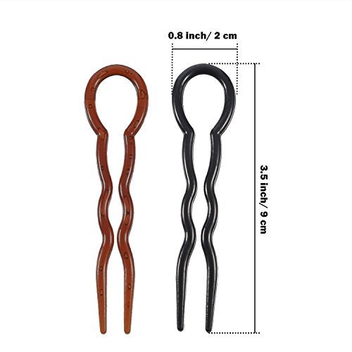 Bememo 20 Pcs Grip Hair Pins for Thick Hair U Shaped Pin French Simple Fast Spiral Braid Twist Styling Clip Pin for Lady Women, Wedding Bridal Hairstyles, Black and Brown - Image 2