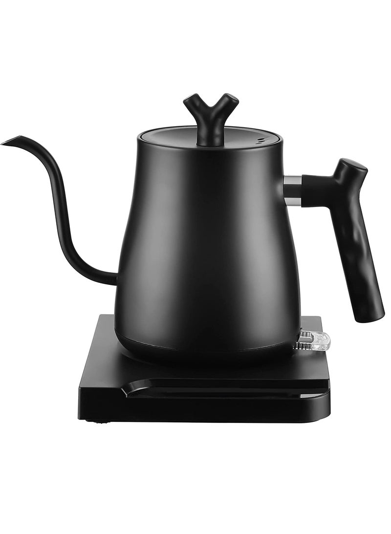 ايتي لايف غلاية كهربائية على شكل عنق الإوزة سعة 0.8 لتر، غلاية مياه ساخنة فائقة السرعة، من الفولاذ المقاوم للصدأ لصب القهوة والشاي، تسخين سريع بقوة 1000 وات، أسود غير لامع - Image 1