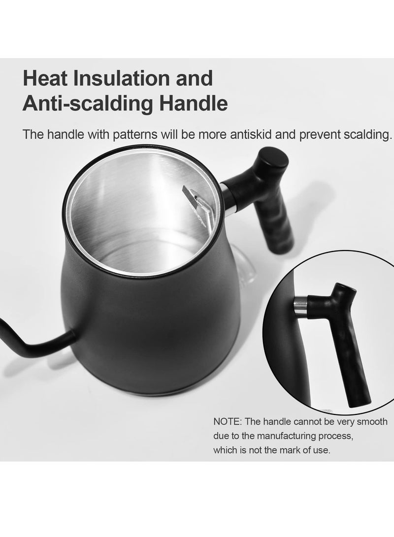 ايتي لايف غلاية كهربائية على شكل عنق الإوزة سعة 0.8 لتر، غلاية مياه ساخنة فائقة السرعة، من الفولاذ المقاوم للصدأ لصب القهوة والشاي، تسخين سريع بقوة 1000 وات، أسود غير لامع - Image 5