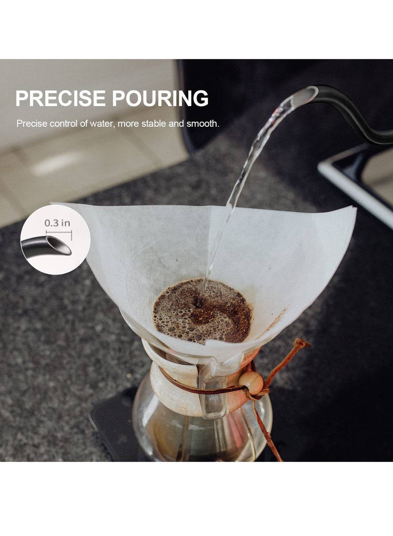 ايتي لايف غلاية كهربائية على شكل عنق الإوزة سعة 0.8 لتر، غلاية مياه ساخنة فائقة السرعة، من الفولاذ المقاوم للصدأ لصب القهوة والشاي، تسخين سريع بقوة 1000 وات، أسود غير لامع - Image 2