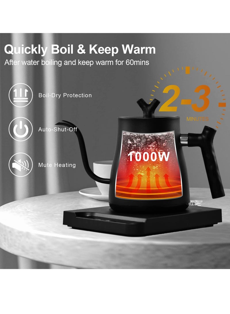 ايتي لايف غلاية كهربائية على شكل عنق الإوزة سعة 0.8 لتر، غلاية مياه ساخنة فائقة السرعة، من الفولاذ المقاوم للصدأ لصب القهوة والشاي، تسخين سريع بقوة 1000 وات، أسود غير لامع - Image 4