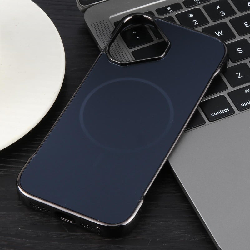 erorex For iPhone 17 Electroplating Frameless Frosted Anti-Glare PC MagSafe Phone Case(Black) - Image 2