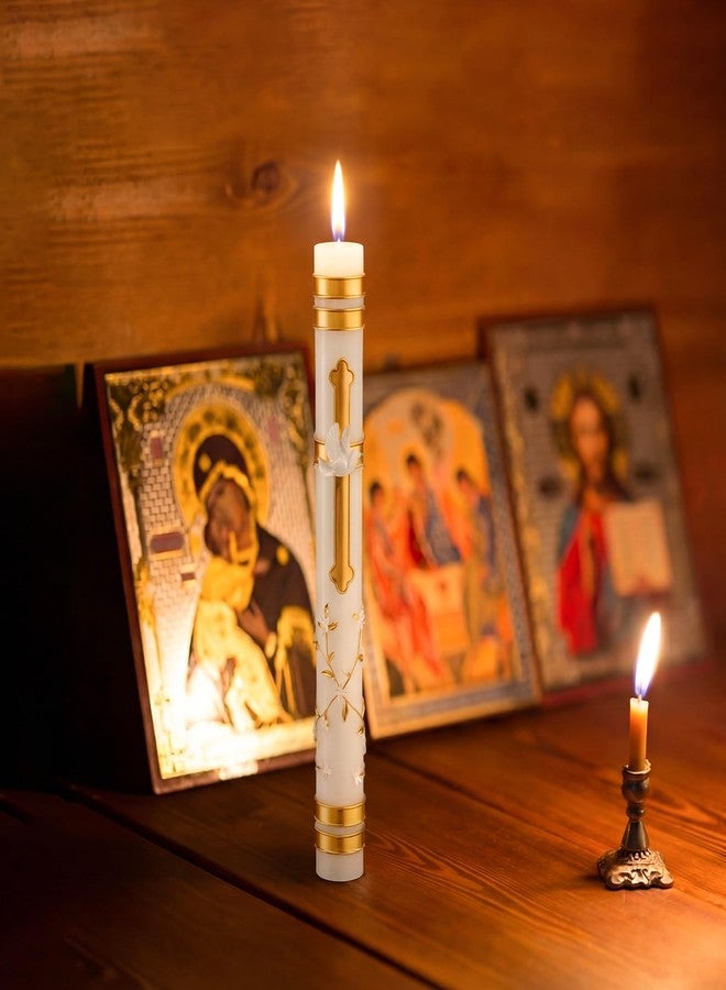 Conelist Sacramental Baptism Candle First Communion Candle Catholic Sacramental Confirmation Cross Palm Sunday Candles Velas para Bautizo Religious Prayer Candles for Church Baptismal Decor, 9.1'' - Image 5
