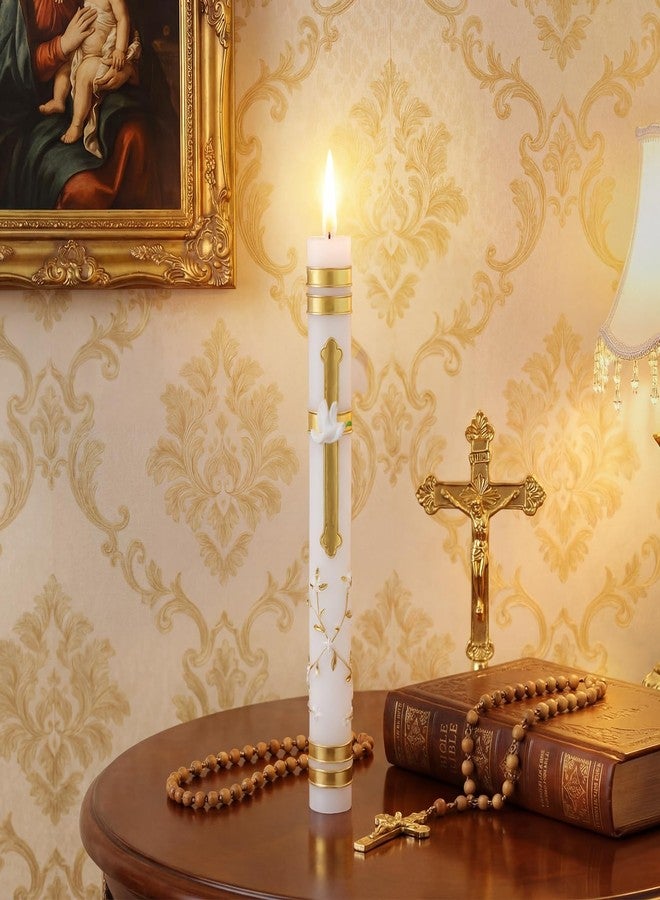 Conelist Sacramental Baptism Candle First Communion Candle Catholic Sacramental Confirmation Cross Palm Sunday Candles Velas para Bautizo Religious Prayer Candles for Church Baptismal Decor, 9.1'' - Image 4