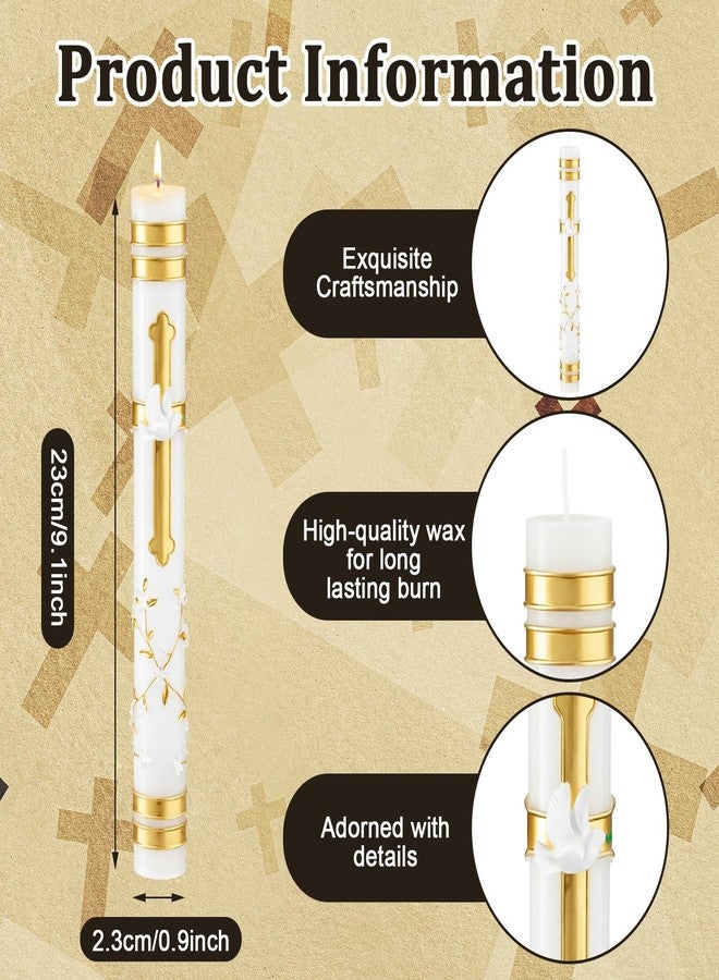 Conelist Sacramental Baptism Candle First Communion Candle Catholic Sacramental Confirmation Cross Palm Sunday Candles Velas para Bautizo Religious Prayer Candles for Church Baptismal Decor, 9.1'' - Image 2