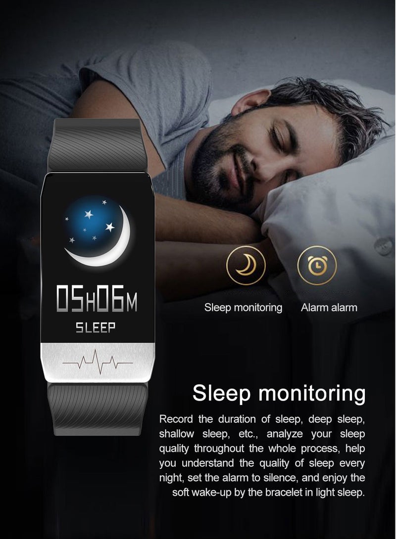 T1 Smart Bracelet, Active Pixel Fitness Tracker With Temperature Detection, IP67 Waterproof Comfortable Smart Watch With ECG Heart  Measurement, (1pc, Red) - Image 3