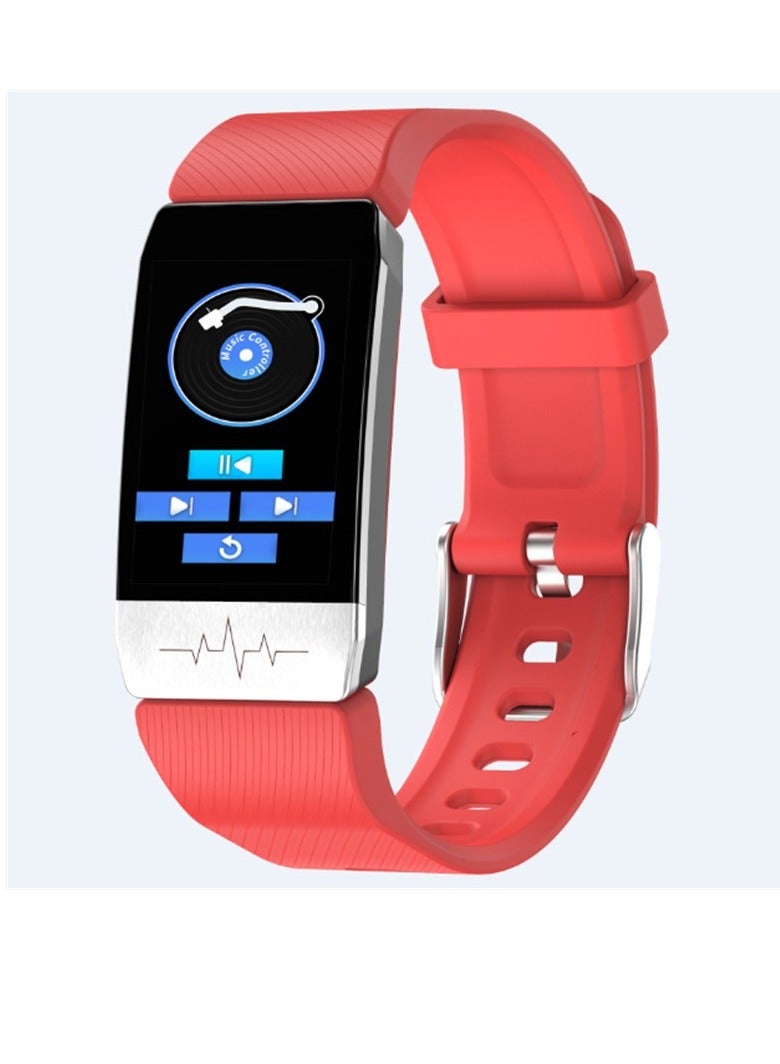 T1 Smart Bracelet, Active Pixel Fitness Tracker With Temperature Detection, IP67 Waterproof Comfortable Smart Watch With ECG Heart  Measurement, (1pc, Red) - Image 1