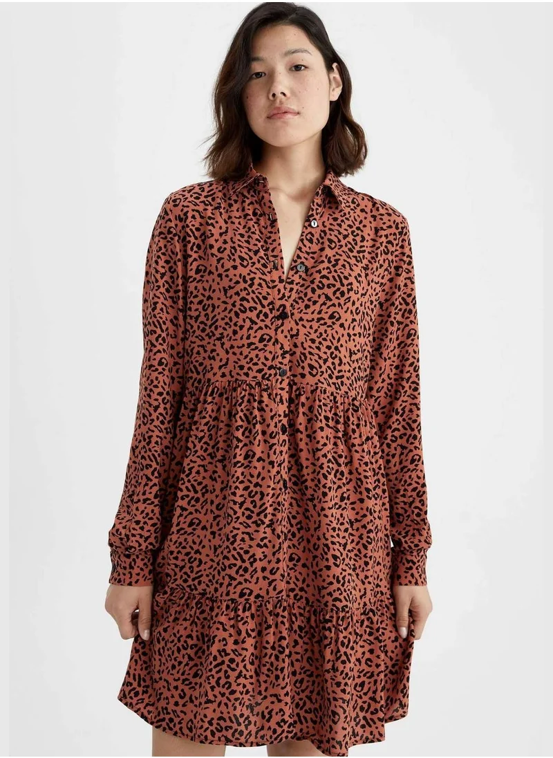ديفاكتو Woman Tiered Long Sleeve Woven Dress