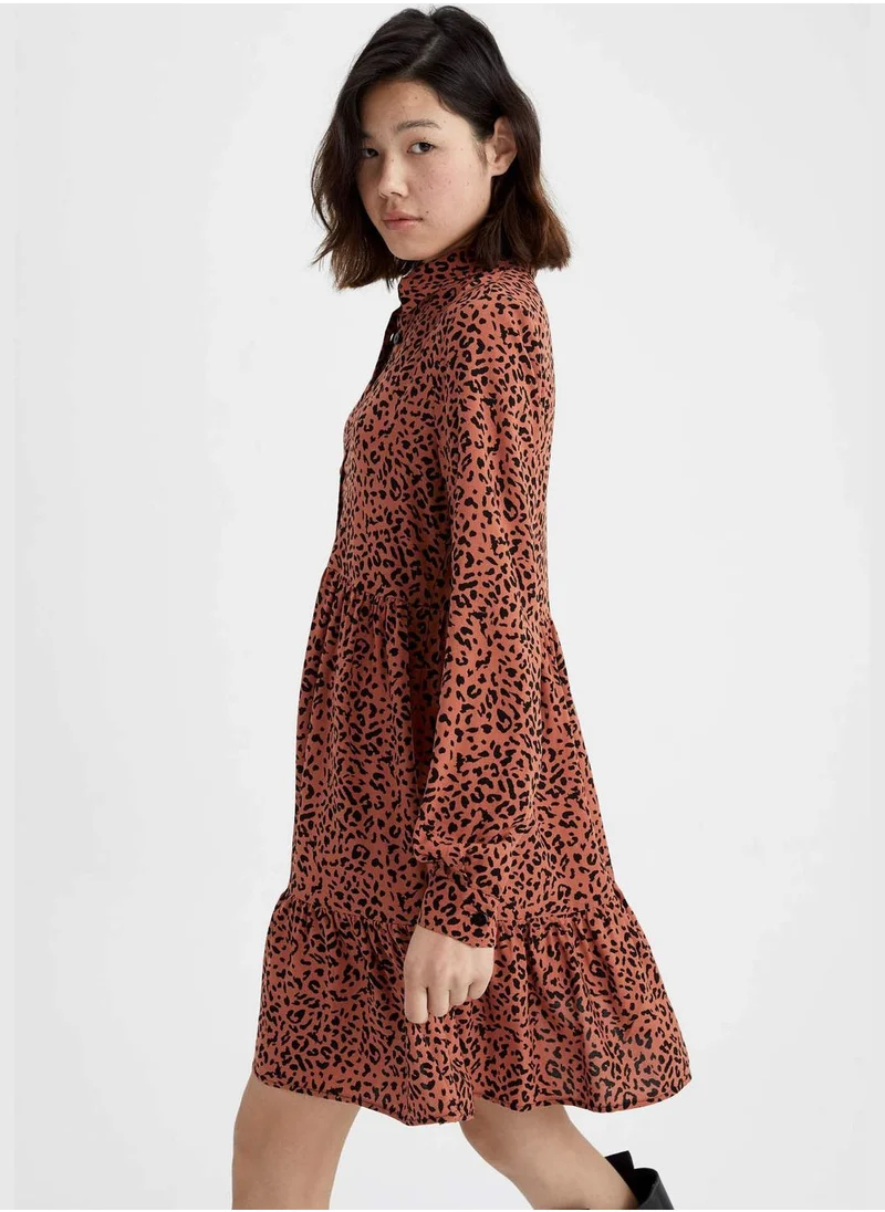 ديفاكتو Woman Tiered Long Sleeve Woven Dress