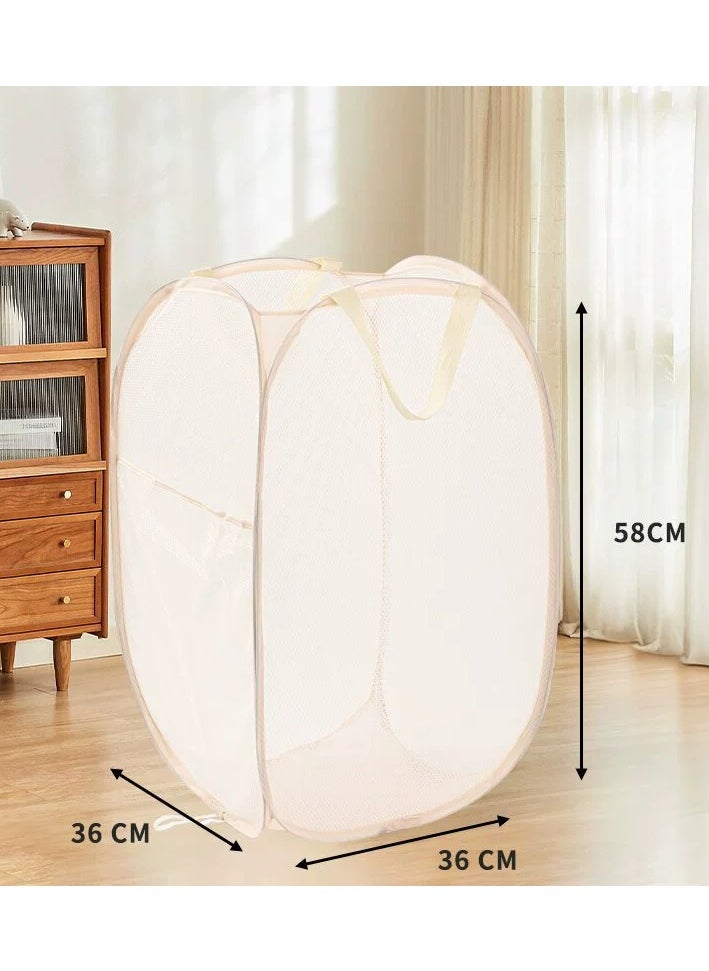 EZGOZ - Laundry Basket Clothes Hamper, Foldable Storage Basket,Collapsible Clothes Washing Laundry Hamper,Travel Hamper,Mesh Pop Up Laundry Hamper with Carry Handle,Toy storage bag-Vertical Version - Image 1