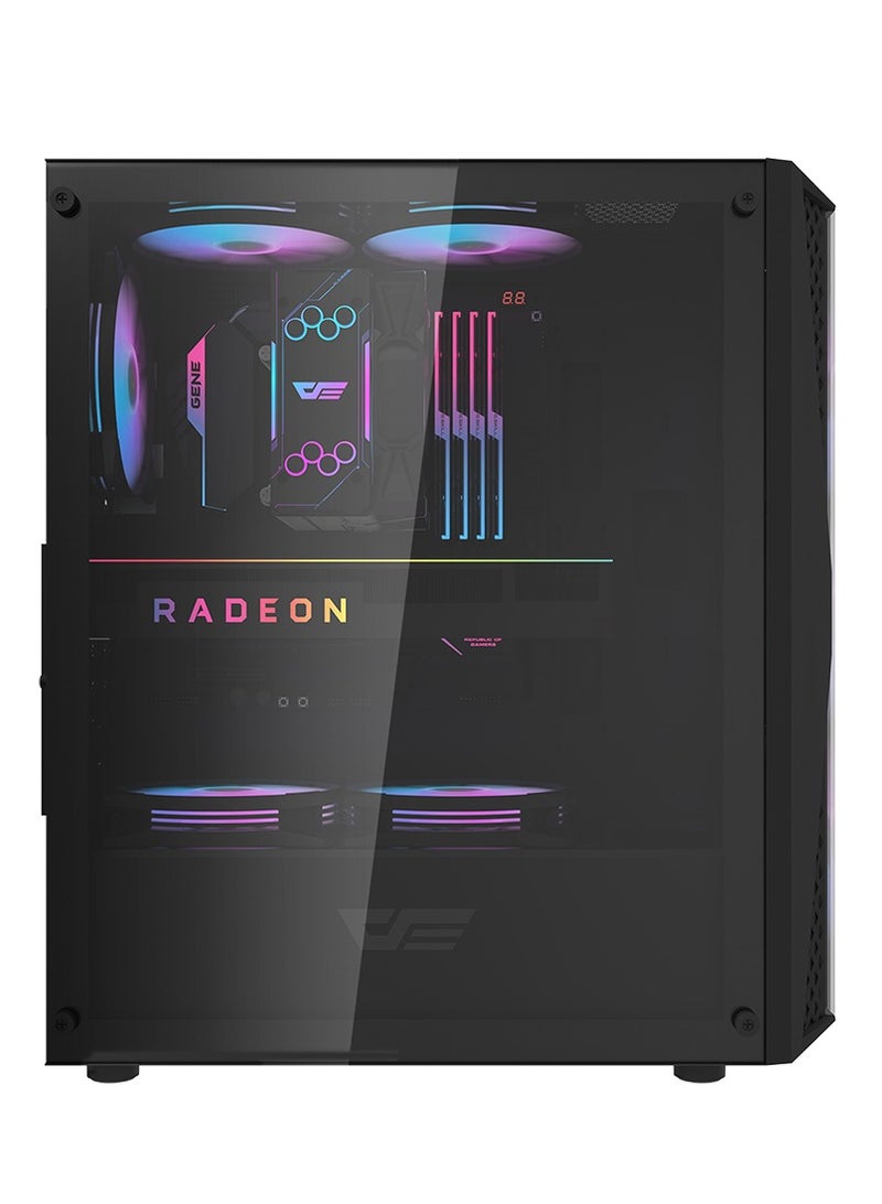 DarkFlash Darkflash DK352 PLUS Luxury ATX/MATX/ITX Gaming PC Case With, Pre-Installed 4 * 120MM ARGB Fans, Transparent Glass Front Panel, USB 3.0 Computer Case Support 360mm Radiator, Computer Case (Black) - Image 2