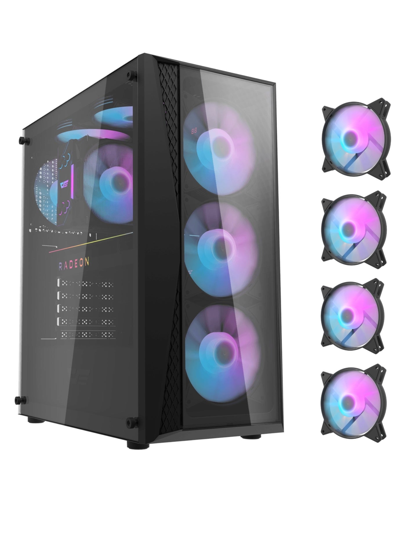 Darkflash DK352 PLUS Luxury ATX/MATX/ITX Gaming PC Case With, Pre-Installed 4 * 120MM ARGB Fans, Transparent Glass Front Panel, USB 3.0 Computer Case Support 360mm Radiator, Computer Case (Black)