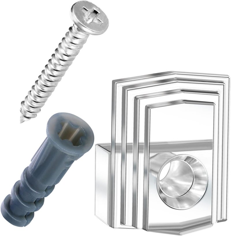 Tatuo 20 Sets of Mirror Holder Clips Kit, Clear Plastic Mirror Mounting Clips Crystal Mirror Hanging Hardware Frameless Mirror Hanging Kit with Screws for Wall and Fixed Mirror Box Door (Style A) - Image 3