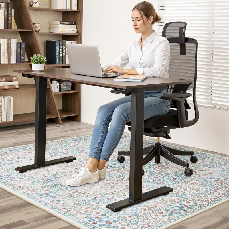 Anidaroel 36"x48" Green Floral Office Chair Mat for Hardwood Floor, Office Rugs for Rolling Chair, Computer Gaming Chair Mat, Under Desk Chair Floor Mat Large Protector Carpet - Image 2