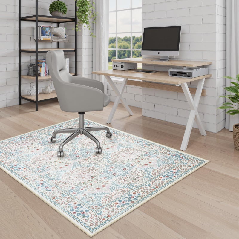 Anidaroel 36"x48" Green Floral Office Chair Mat for Hardwood Floor, Office Rugs for Rolling Chair, Computer Gaming Chair Mat, Under Desk Chair Floor Mat Large Protector Carpet - Image 4