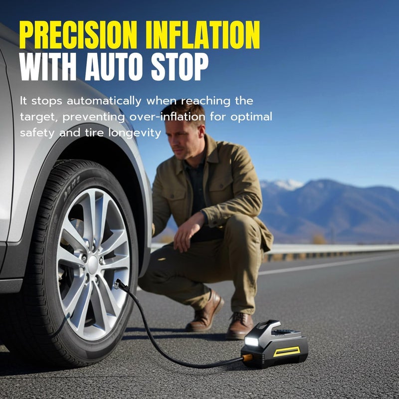 Mcbazel Dual Cylinder Wireless Car Tire Air Pump with Digital Display and LED Light - Image 2