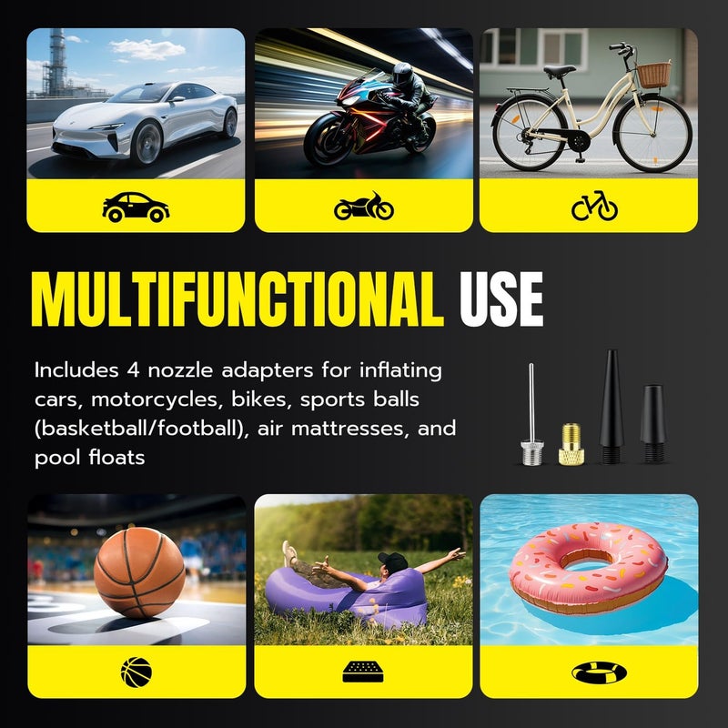 Mcbazel Dual Cylinder Wireless Car Tire Air Pump with Digital Display and LED Light - Image 4