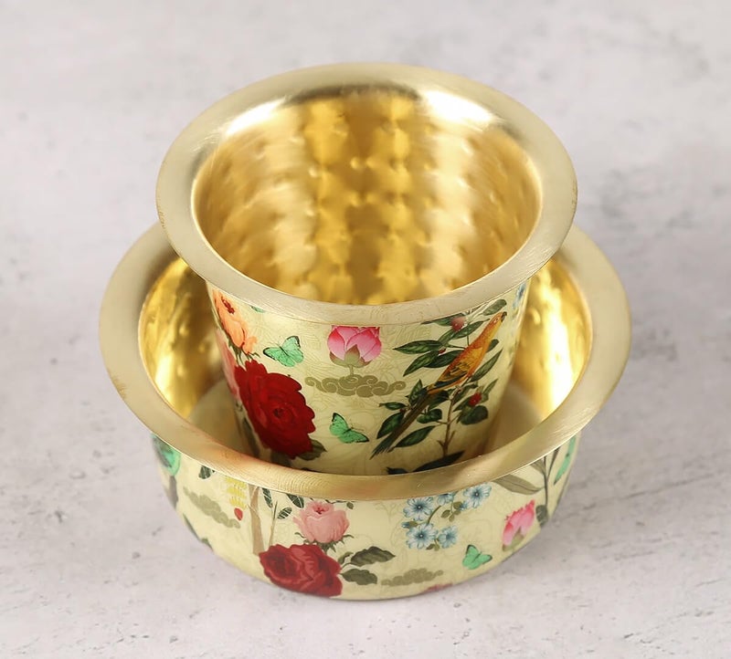 India Circus by Krsnaa Mehta India Circus by Krsnaa Mehta Bird Land Brass Coffee Tea Cup Tumbler Traditional Kumbakonam Dawara Set Filter Coffee Set Serving Drinkware 150 ml  - Image 2