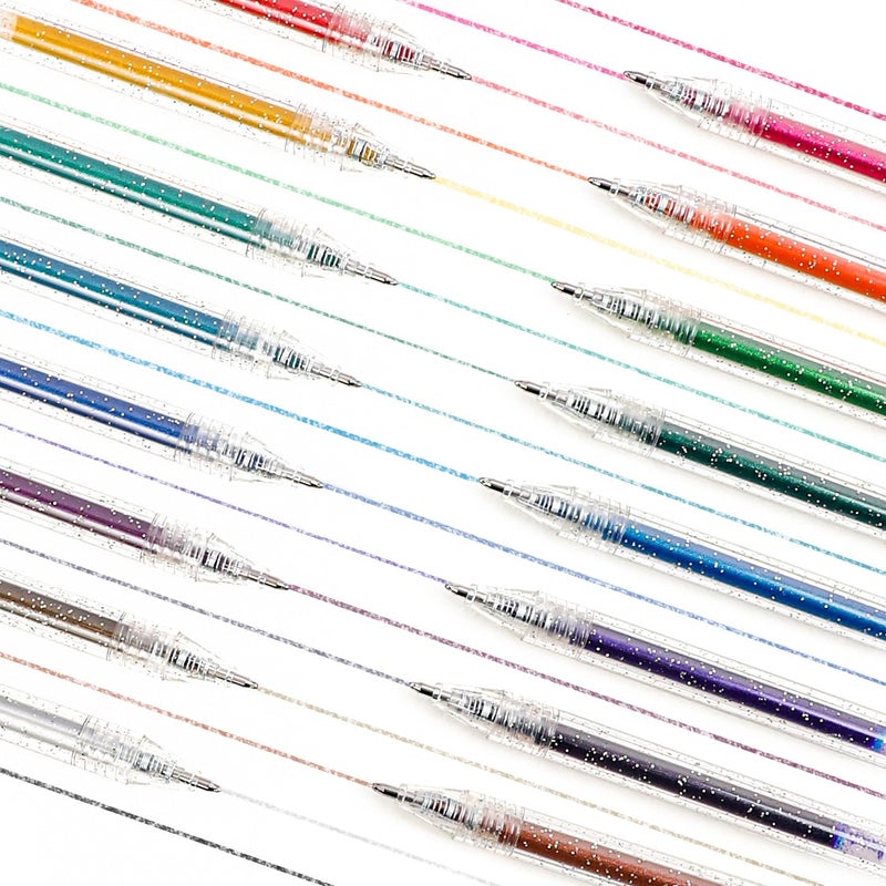 Grabie Capped Glitter Gel Pens 18 Colors, Metallic Vibrant Sparkle Gel Pens for Coloring, Color Pens for Adults,Colored Gel Pens for Adult Coloring Books and Drawing - Image 2