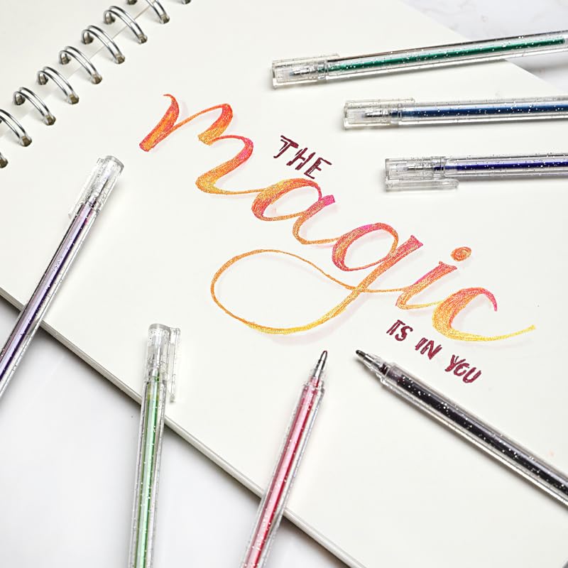 Grabie Capped Glitter Gel Pens 18 Colors, Metallic Vibrant Sparkle Gel Pens for Coloring, Color Pens for Adults,Colored Gel Pens for Adult Coloring Books and Drawing - Image 4
