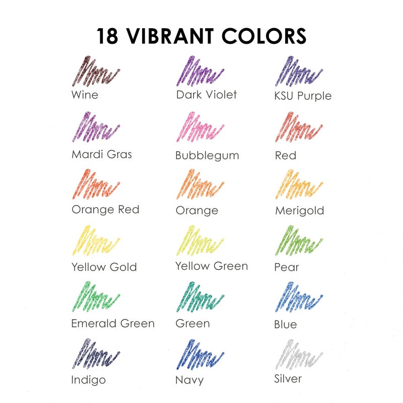 Grabie Capped Glitter Gel Pens 18 Colors, Metallic Vibrant Sparkle Gel Pens for Coloring, Color Pens for Adults,Colored Gel Pens for Adult Coloring Books and Drawing - Image 3