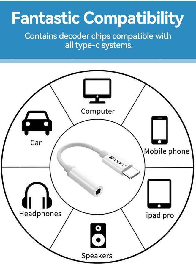 2 Pack TypeC USB C to 3.5mm Headphone Adapter Cable Jack, Audio Car AUX for iPhone 15 Pro/Max/Plus, for Samsung Fold/Flip S21 S22 FE S23 Plus Ultra Google Pixel 8 7, for iPad