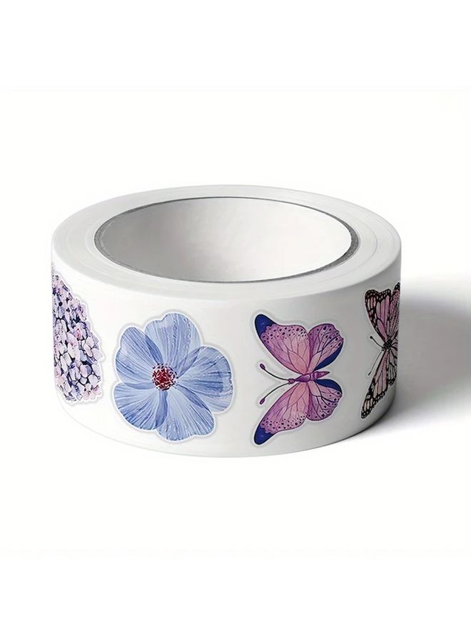 2000 Stickers 4 Rolls Floral Butterfly Self Adhesive Labels For Gift Box Decoration - Image 1