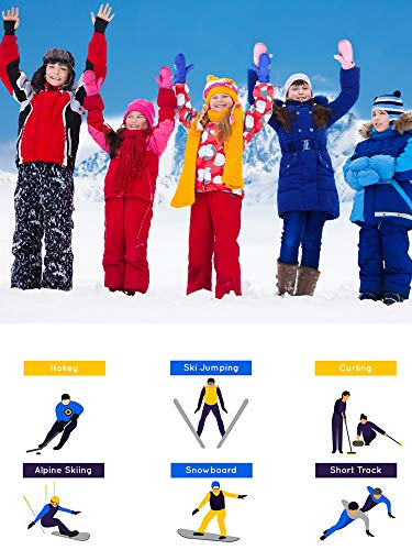 SATINIOR 3 Pairs Winter Snow Mittens for Kids Waterproof Ski Mittens Windproof Unisex Gloves for Children Outdoor Activities(4-8 Years,Rose Red, Pink, Blue) - Image 5