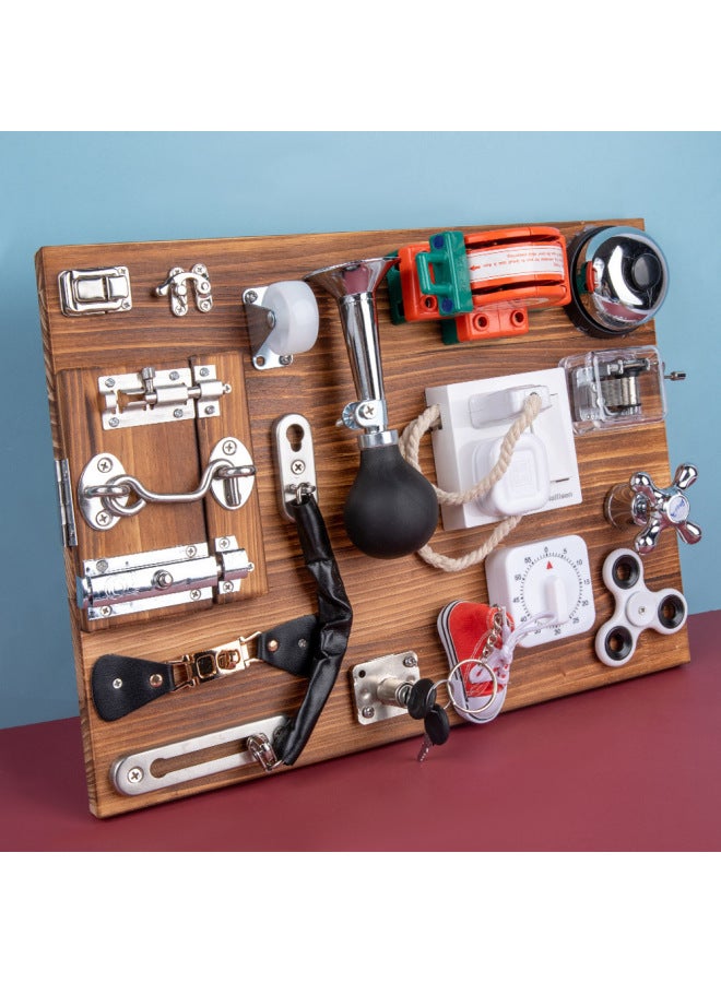 Early Education Educational Unlock Toy Montessori Baby Teaching Aids Table Game Montessori Busy Board-Color:Carbon Ash Busy Plate - Image 1